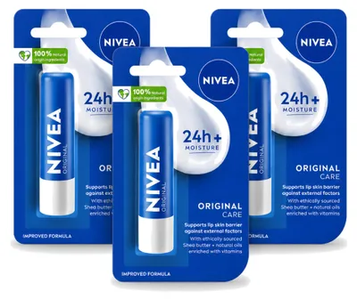 Zdjęcie produktu dla 3 sztuki pomadki Nivea Original - zestaw ekonomiczny