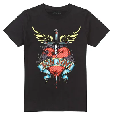 Imagen del producto de Camiseta Bon Jovi para hombre/mujer, uni, con logo, de algodón ring-spun, modelo TV44240 (3XL) (negra)