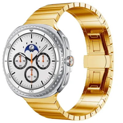 Produktbild von FFO2World Luxus-Edelstahlarmband für Samsung Galaxy Watch 8 (40/44 mm) & 8 Classic 46 mm – Elegant mit Faltschließe, inkl. Kürzungsset – Roségold