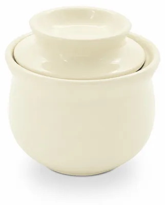 Produktbild von Bunzlauer Keramik Butterbehälter mit Wasserkühlung - Französische Butterdose für 175g Butter Dekor Creme