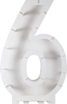 Produktbild von Ginger Ray Ballonstand Zahl 6 aus Pappe, Weiß, Befüllbar, 81 x 58 x 14cm