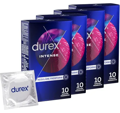 Produktbild von 40 Stück Durex Intense Kondome mit Noppen, Rippen & viel Desirex-Gel Breite 56mm