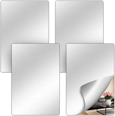 Obrázok produktu pre Samolepiace zrkadlá 30 x 20 cm, 4 ks, akryl, pre kúpeľňu