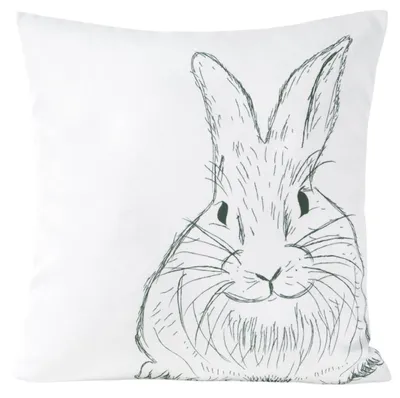 Produktbild von EUROFIRANY | Dekokissenbezug - Kissenbezug - Kissenhülle - 45x45cm - weiß - Osterhase - Kopfkissenbezug