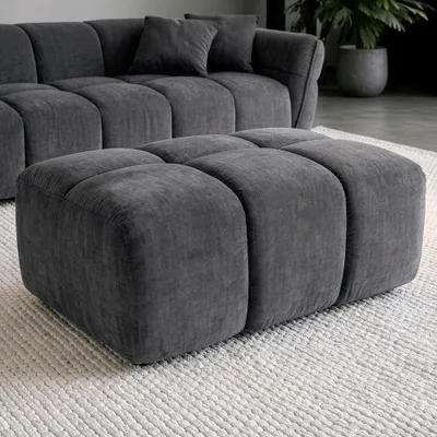Produktbild von riess-ambiente Hocker CLOUD 100cm grau Vogue Samtstoff Federkern Fußhocker Sitzhocker