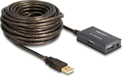Immagine prodotto di DELOCK USB Verl. A -> 4x A St/Bu 10.00m aktiv grau