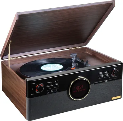 Zdjęcie produktu dla Technaxx TX-137, Gramofon z napędem pasowym, Pół-automatyczny, Czarny, Drewno, 33,45,78 RPM, obrotowy, DAB+, FM