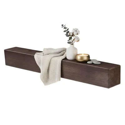 Produktbild von levandeo Wandregal Holz Massiv 80x10cm Nussbaum Farbig Wandboard Regal Vintage
