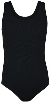 Produktbild von Aquarti Mädchen Badeanzug mit Ringerrücken, Farbe: Jacquard Punkte Schwarz, Größe: 164