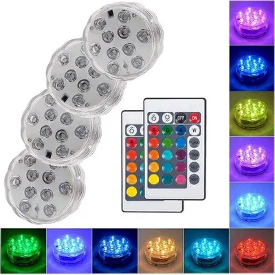 Productafbeelding van Onderwaterverlichting met afstandsbediening - LED-zwembadverlichting - Onderwaterverlichting voor zwembaden - Geschikt voor zwembaden, fonteinen, vijvers, aquaria, decoratieve zwembadverlichting voor evenementen - 4 lampen