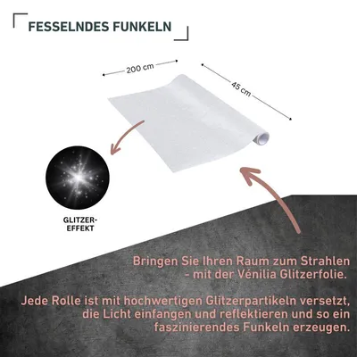 Produktbild von Klebefolie Glitter silber - 45x200cm