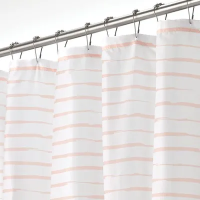 Produktbild von mDesign Duschvorhang Badewannenvorhang Streifenmuster Polyester Weiß / Rosa
