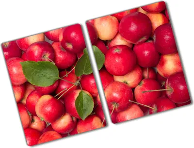 Produktbild von Tulup Glas Herdabdeckplatte - 2x40x52 cm - Glaskeramikkochfeld-Abdeckung Spritzschutz Glasabdeckplatte Kochplattenabdeckung und Schneidebrett - Zweiteilig - Essen & Getränke - Rote Äpfel - Rot