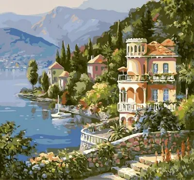 Produktbild von Malen nach Zahlen: Villa am See, 40x50 cm