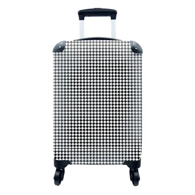 Produktbild von MuchoWow® Koffer Handgepäck Trolley Rollkoffer Kleine Reisekoffer mit 4 Rollen - Schwarz - Weiß - Design - Geometrie - Muster - Cabin Size < 55x40x23 cm & 55x40x20 cm - Fotokoffer - Kabinenkoffer - Boardgepäck - Reise-Box - Reisekoffer - Reisegepäck - Koffer mit Bild - Trolley für Kinder