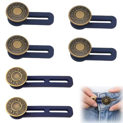 Hosenknopfverlängerer 6er-Set, Jeansbundverlängerer, Silikon, verstellbar