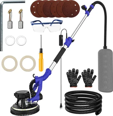 Image de Ponceuse à sec/ponceuse murale - 950 W - 220 V - Vitesse réglable - Éclairage LED - Pliable - Aspiration automatique de la poussière - Rouge