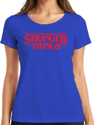 Produktbild von Stranger Fan Geschenk Hawkins Upside Down Retro 80er Serienfan Damen T-Shirt, Blau, L