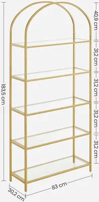 Immagine prodotto di Mensola a muro Ocampos | 83 x 30,2 x 183,5 cm | color oro