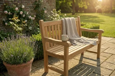 Produktbild von Teak-Gartenbank Windsor | 100 cm breit | -es Teakholz | Schmaler Parkbank für 2 Personen