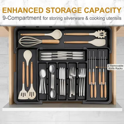 Produktbild von Bestecklade Organizer, erweiterbar, 36,83 x 33,02 cm, 9 Fächer, für die Küche