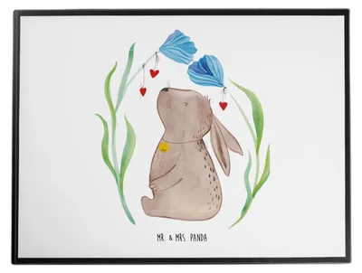 Produktbild von Mr. & Mrs. Panda schreibtischunterlage Hase Blume - Weiß - Geschenk, Kindergeburtstag, Ostern, Träume, malunterlage, schreibtischunterlagen, Kaninchen, Schreibunterlage