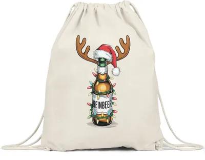Produktbild von Reinbeer Turnbeutel Weihnachten Biertrinker Rentier Lustig Geschenkidee Party