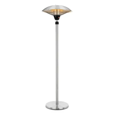 Produktbild von blumfeldt Heat Guard Podlahový sálavý ohřívač - podlahový sálavý ohřívač o výkonu 900, 1200 a 2100 W ve 3 nastaveních, výškově nastavitelný infračervený ohřívač, odolný vůči povětrnostním vlivům, hliníkový podstavec, 1,8 m kabel, stříbrná