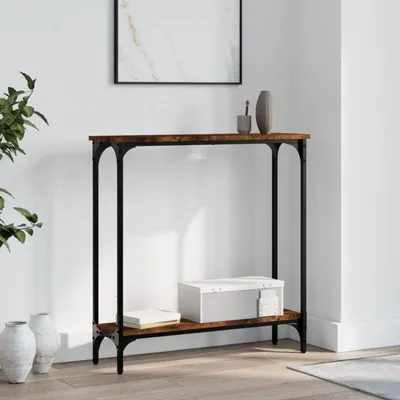 Immagine prodotto di Tavolino consolle stretto in legno impiallacciato noce, dimensioni 75 x 22,5 x 75 cm