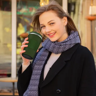 Immagine prodotto di Tazza termica isolata da viaggio - tazza da caffè riutilizzabile per auto - tazza in acciaio inox per tè acqua caffè - 380 ml (nero-A)