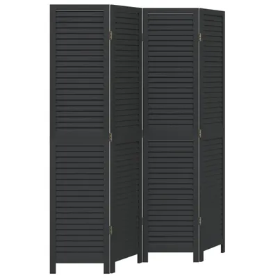 Immagine prodotto di Divisorio Ambienti 4 Pannelli Nero Legno Massello di Paulownia