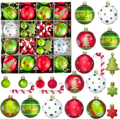 Produktbild von Weihnachtskugeln Set, 40-teilig, 3-6 cm, Kunststoff, unzerbrechlich, für Weihnachtsbaum