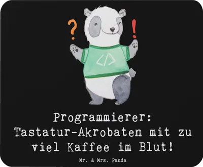 Produktbild von Mr. & Mrs. Panda Mauspad Programmierer Kaffeeheld - Schwarz - Geschenk, Geschenke für Berufstätige, pc mausunterlage, handgefertigte, Mouse Pad, Softwareentwicklung