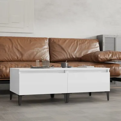 Obrázek produktu pro The Living Store Odkládací stolky 2 ks. Bílý vysoký lesk 50x46x35 cm Materiál na bázi dřeva