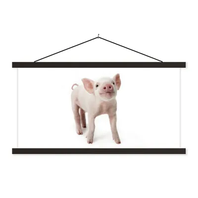 Produktbild von MuchoWow® Textilposter Schwein - Tiere - Weiß 120x60 cm mit schwarzem Rahmen - Dekoration Schlafzimmer