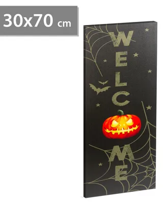 Productafbeelding van LED Halloween decoratie - met ophangklem, 2 x AA batterijen, 30 x 70 cm