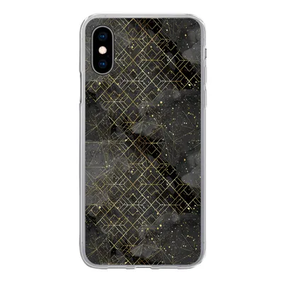 Produktbild von MuchoWow® Handyhülle Schutzhülle Hülle für iPhone X Marmor - Schwarz - Gold - Geometrie Silikon Softcase Handy Hülle - Handyhülle