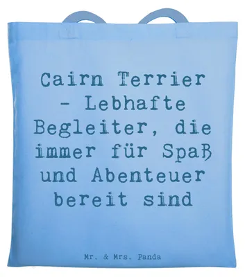 Produktbild von Mr. & Mrs. Panda Tote Bag Spruch Cairn Terrier Begleiter - Sky Blue - Geschenk, Loyalität, Familienhund, Tasche, Uni, Beutel, Hunderasse, Jutebeutel, Hunderassen, Energie