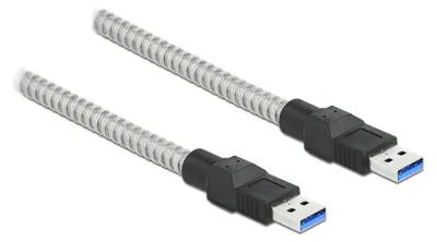 Image de Delock USB 5 Gbps Kabel Typ-A Stecker zu Typ-A Stecker mit Metallmantel 1 m