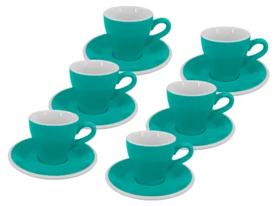 Immagine prodotto di Set di 6 pezzi - Tazza da caffè con piattino Milano, 75 ml, turchese