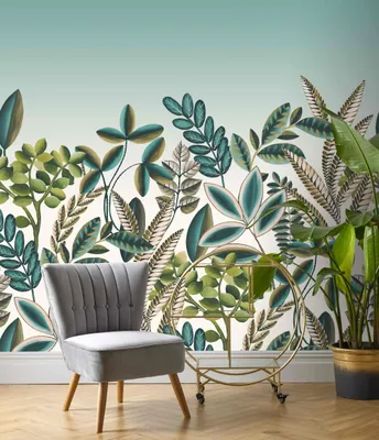 Produktbild von Fototapete 485769 Tapete Botanical Dschungel 300 x 300 cm Rasch Florentine III Blau Weiß