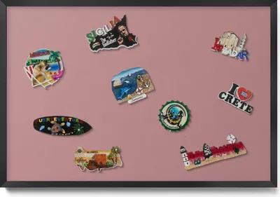 Produktbild von Magnetboard 60x40 cm – Schwarzer Rahmen – Pastellrosa – Magnettafel, Magnetische Tafel – Magnetpinnwand, Wohnzimmer
