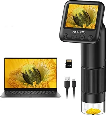 Produktbild von Apexel Pocket Microskop Kids, Handheld Digital Objektträger, 800x Mini -Mikroskop, tragbarer USB -Kamm
