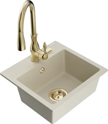 Produktbild von Mexen Milo 1-Becken-Granit-Spüle mit Mischbatterie Savita, Beige - 6505-69-672601-50