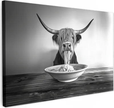 Produktbild von Leinwand Bilder 120x80 cm - Tiere, Komisch - Schottisches Hochlandrind, Wandbilder, Wanddeko Wohnzimmer, Bild