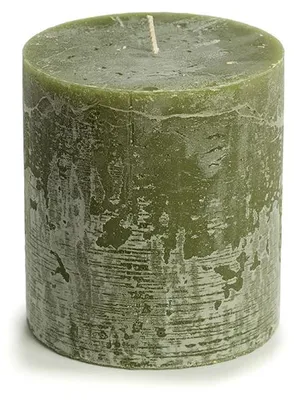 Imagen del producto de Vela rústica. Vela cilíndrica rústica, color verde musgo, 10 x 11 cm