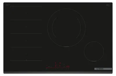 Produktbild von Bosch Serie 6 PXE831HC1E, Schwarz, Integriert, 80.2 cm, Zonen-Induktionskochfeld, Glaskeramik, 3 Zone(n)