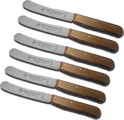 Produktbild von Neustanlo | Buckels Messer Buche 6 x Frühstücksmesser / Griffe Buchenholz