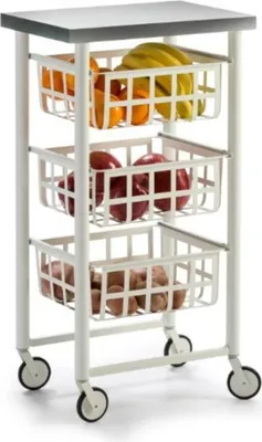 Image de DON HIERRO - Chariot de service avec 3 paniers métalliques et plateau en inox - FIFTY-FIFTY