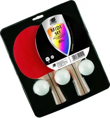 Produktbild von Midi Tischtennis Set 2 x Midi Tischtennisschläger 3 x Tischtennisbälle 40+